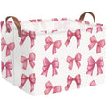Rectangular Pink Girls basket,Delicate pink bow girls nursery laundry basket,Pink Laundry Hamper,kids waterproof collapsible canvas basket,Toy bins,Girls Room decor(Bowknots) - color: Bowknots