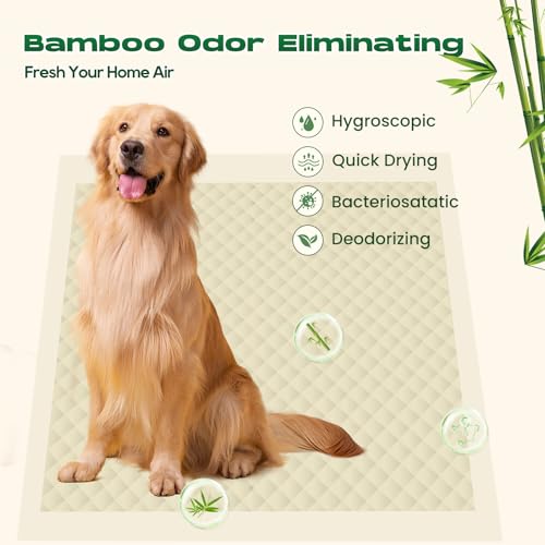 Puppy Pads Pee Pads for Dogs 30"x36" 50 Count with Tabs | Bamboo Training Pads Deodorizing Leakproof Quick Drying Dog Pee Pads Super Absorbent Full Edge-Wrapping Pee Pads - size: 30 x 36 inches (50 Count)