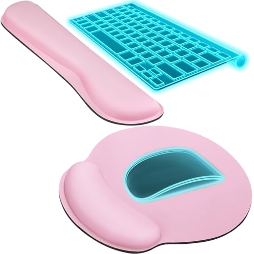 KTRIO Keyboard Wrist Rest & Mouse Pad with Wrist Rest, Pale Pink | Memory Foam Wrist Support, Ergonomic Design, Non-Slip Base, Office and Home Use - color: Pale Pink