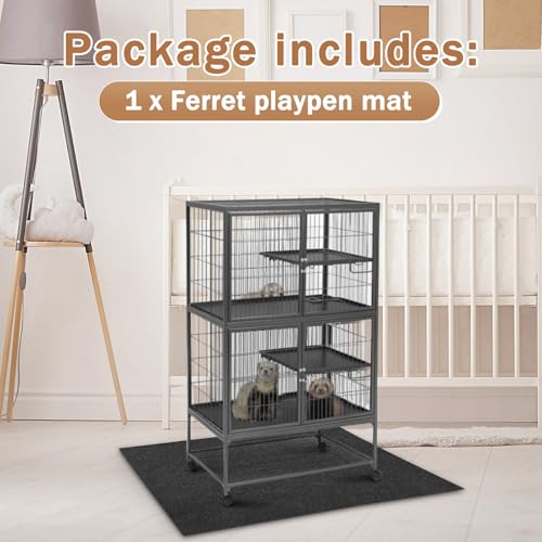 Drydiet 56" x 42" Ferret Playpen Mat, Under Pet Cage Liner, Absorbent/Waterproof Felt Pad for Ferret Cages, Bird Cage Reptile Aquariums, Dog Kennels, with Non-Slip Backing for Hard Floors