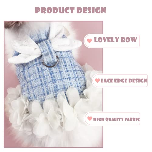 Bunny Harness and Leash,Adjustable Soft Guinea Pig Clothes Pet Rabbit Ferret Harness Costumes for Small Animals Dress - color: Blue, size: Medium