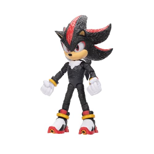 Sonic The Hedgehog – 5-Inch Shadow Action Figure – 20+ Points of Articulation – Official Collector Toy – Boys & Girls Ages 3+ | Sonic The Hedgehog Movie 5 Inch Action Figure Wave 1 - Shadow (Closed Mouth) - color: Shadow