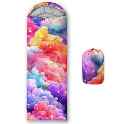 QOOMO Camping Sleeping Bags,3 Season Warm & Cool Weather,Lightweight,Waterproof Sleeping Bags for Adults & Kids,Traveling,and Outdoors,Camping Gear Equipment - color: Clouds 26