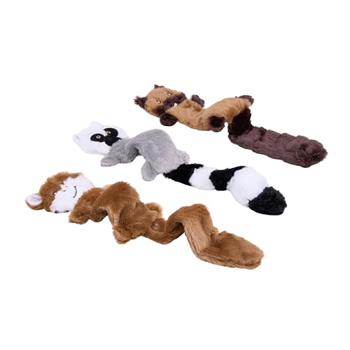 ZippyPaws Skinny Peltz No Stuffing Dog Toy Pack to Keep Them Busy - 18" | For Medium and Large Dogs, Squeaky Pet Toys, Unstuffed Chew Toys, Soft Plush Variety Pack, Chipmunk, Lemur, and Monkey - style: Chipmunk, Lemur, Monkey - Large (3-pack)