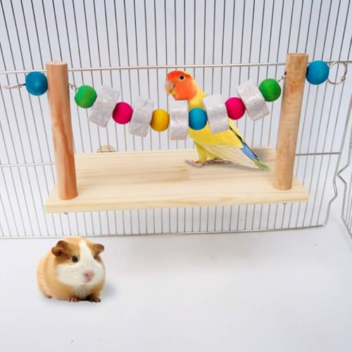 Hamster Wood Ledge Platform with Lava Stone Chew Block, Cage Rest Shelf Climbing Toy for Dwarf Hamsters, Sugar Gliders, Parakeets - style: Style A