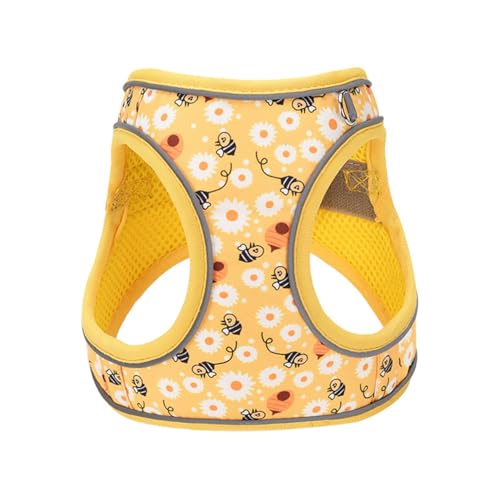 Step in Dog Harness No Pull Honeybee Adjustable Soft Mesh Harness | Padded Reflective Pet Vest Harness and Leash Set for Small Medium Dogs - color: Yellow, size: M(neck:12"-13.5",chest:16"-18")