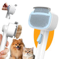 Dog & Cat Brush for Shedding, 2-in-1 Self Cleaning Deshedding Brush | Adjustable Bristle Length with Dematting Comb Skin Friendly Fur Shedding Removal Tool for Long Medium Long Hair Pets (Blue) - color: Blue