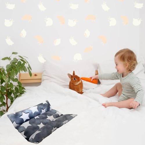 16.5 X 18in Removable and Washable Soft Rabbit Bed, Thickened and Softer Bunny Bed, Double-Sided Plush Rabbit Beds,Rabbits Concave Bed,Small Beds for Animals Indoor,Gray - color: Gray