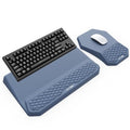 3-in-1 Ergonomic Keyboard Stand with Wrist Rest & Mouse Pad Set, Blue | Comfy Keyboard Riser Holder Soft Mousepad with Massage Design, Memory Foam and Non-Slip PU Base for Pain Relief - color: Blue