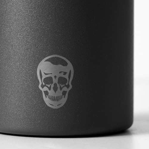 Gymreapers Insulated Water Bottle - Stainless Steel 32 Oz, 3 lids (Straw, Chug, Canteen), Double Walled Vacuum Insulation, Thermo Mug Cold Hot - Durable Powder Coated Finish (Black) - color: Black
