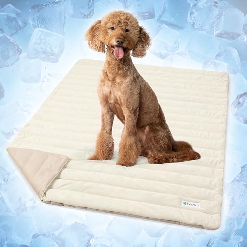 PetAmi Dog Cooling Mat, Q-Max Pet Cooling Blanket with Thick Cushioning, Self Cooling Pad for Dogs & Cats, Reversible Summer Mat for Crate, Couch, Kennel, Taupe/Beige, Large (40x60) - color: Taupe/Beige, size: Large (40x60)