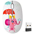 FMOUSE Cute Cartoon Silent Wireless Mouse, Dual Mode Bluetooth & USB 2.4G | Pink Elephant Pattern, Ideal for Kids Students & Office Use | AA Battery Powered | Compatible with Laptop Mac iPad Tablet PC - color: Pink Elephant