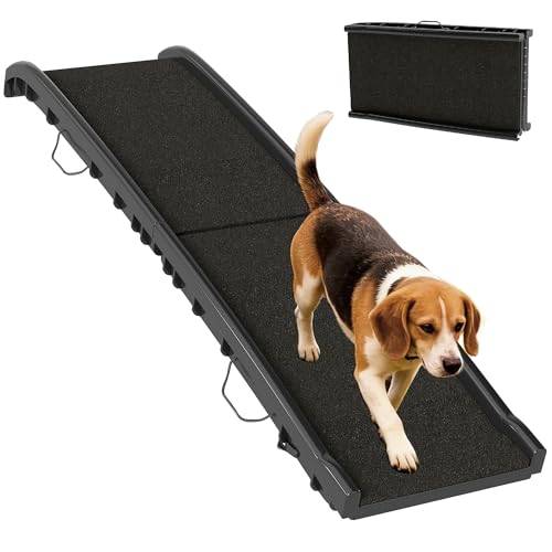PawHut Folding Dog Ramp, 61 Inches Portable Pet Ramp with Frosted Surface | for Car, Truck, SUV, Non Slip with Raised Side Rails