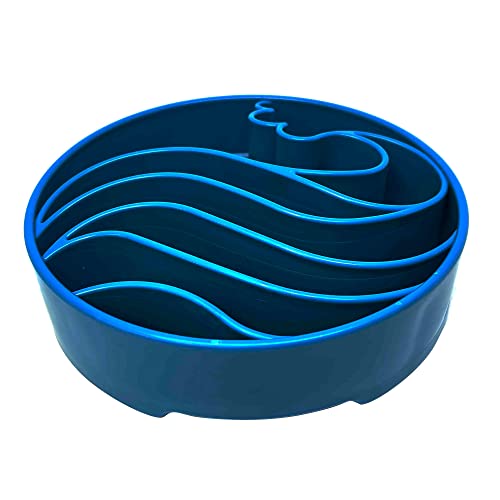 SodaPup Wave Enrichment Bowl – Durable Enrichment Slow Feeder Bowl Made in USA from Non-Toxic, Pet-Safe, Food Safe Material for Mental Stimulation, Slowing Down Eating, Healthy Digestion, & More - color: Blue Wave eBowl