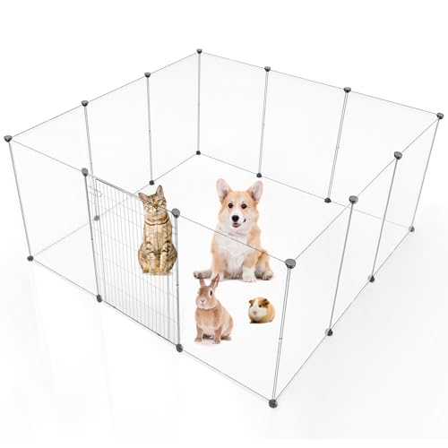 BRIAN & DANY Dog Playpen Portable for Small Animals, Dog Play Pen Indoor, Transparent Pet Playpen for Puppies, Cats, 70.8" L x 35.4" W x 29.5" H - style: 70.8"L x 35.4"W x 29.5"H