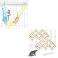2Pcs Sugar Glider Toys, Elastic Sugar Glider Climbing Ropes & Wooden Rat Climbing Toys, Natural Pet Rat Cage Accessories Climbing Ladder, Fancy Rats Enrichment Toys Activities (M, 2PCS)