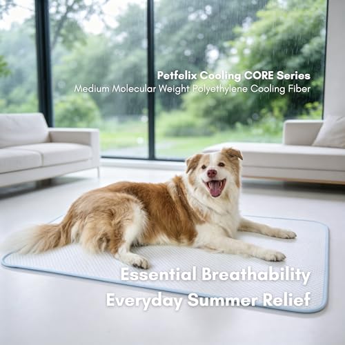 FrostEase Dog Cooling Mat, Cooling Dog Bed and Cooling Pad for Dog with Qmax 0.4 Yarn, Breathable 3D Airflow Layers, Machine Washable Non Slip Base for Pets, Blue, L, 36"*24" - size: L-36"*24"