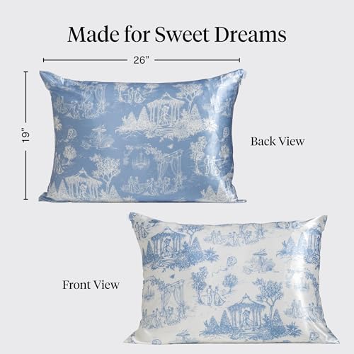 Bridgerton x Kitsch Satin Pillowcase W/Zipper - Size 19x26, Garden Toile | Softer Than Silk Pillow Cases, Smooth Cooling Satin Pillow Case for Hair and Skin, Wrinkle-Free, Machine Washable - color: Garden Toile, size: Standard/Queen (1 Pack)