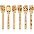 GLOBLELAND 6 Pcs Pandas Wooden Spoons Utensil Set Cute Panda Bamboo Carving Kitchen Cooking Utensils Wooden Engraved Cooking Spatula Sets for Kitchen Fun House Warming Gift - color: Panda