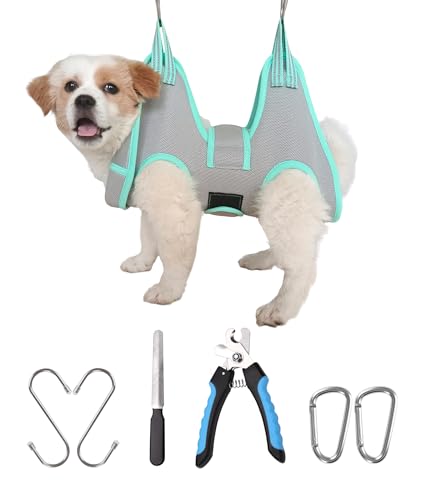 Kkiimatt XS Dog Grooming Hammock Harness, Grey, Nail Trimming, Holder, Restraint, Thick Neck Support - size: XS (14 LB Max) Silver Grey 4.5-10in