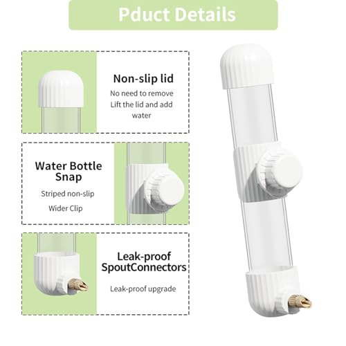 9.4 Fl Oz No Mess Bird Water Dispenser, Sipper Bottle | 9.4oz/280ml capacity easy view & simple mount Clear Cage Water Drinker for Parakeets Cockatiels Budgies Finch Lovebirds - color: White, size: 9.4 fl oz (280ml)