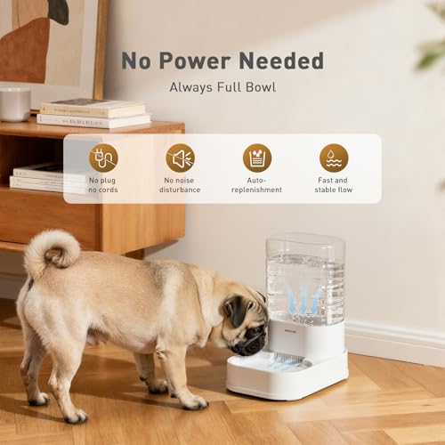 Gravity Dog Water Bowl Dispenser with 6 pcs Filters 1 Gallon/3.78L Automatic Pet Water Dispenser for Dogs Gravity Water Bowl for Cats - color: Waterer + 6 Filters
