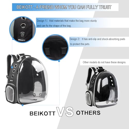 Cat Backpack Carrier, Pet Backpack, Breathable Cat Dog Space Capsule Backpack, Airline-Approved for Small Cats Dogs Birds Bunny Travel Hiking - color: BUBBLE-BK
