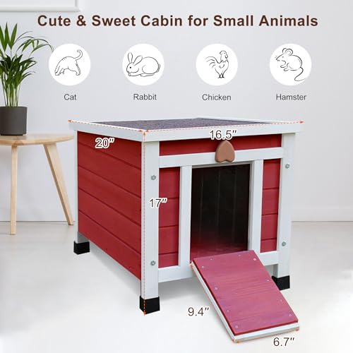 Rockever Outdoor Cat House, Rabbit Hutch Outdoor Indoor Bunny Cage | Waterproof Cat Houses For Outdoor Cats, Wooden Small Pet House And Habitats, Openable Roof
