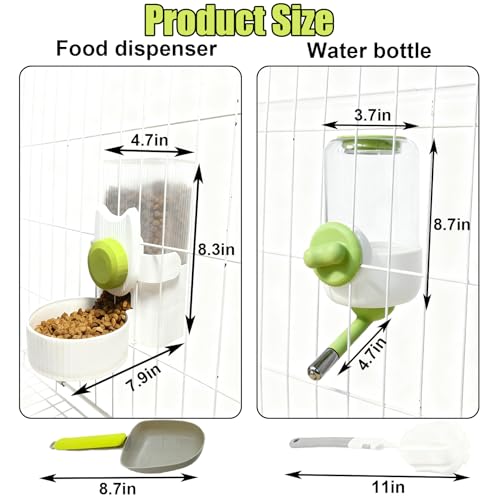 Rabbit Gravity Feeder Waterer Set Automatic Guinea Pig Food Water Dispenser Food Water Bowl Feeding Station for Puppy Kitten Guinea Pigs Chinchilla Hedgehog Small Animals (Green) - color: Green
