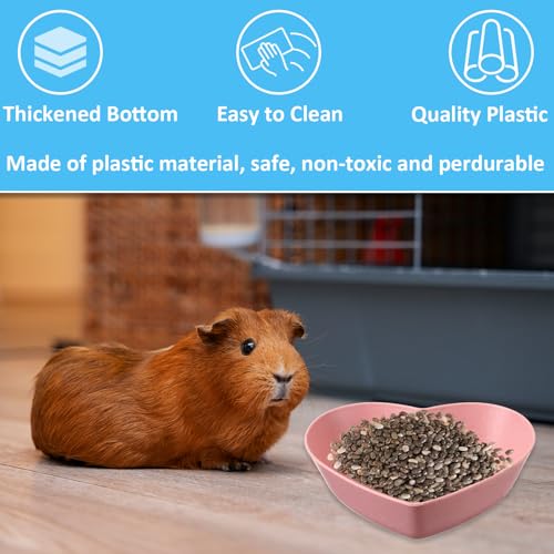 3 Pcs Guinea Pig Food Bowl Heart Hamster Food Water Bowl Plate Plastic Anti-Turning Water Dish Gerbil Drinking Bowls for Dwarf Syrian Hedgehog Gerbil Small Animals Rat Rodent, 2.9“ x0.9“