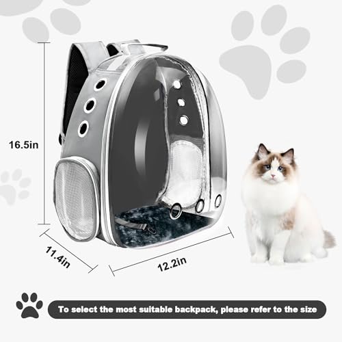 Cat Backpack Carrier, Pet Cat Carrier with Ventilated Design for Carrying Puppy Cats, Pet Carrier Backpack for Traveling/Hiking/Camping/Outdoors Airline Approved Travel Carrier(Grey) - color: Grey