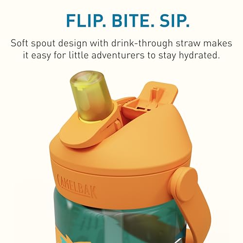 CamelBak Thrive Flip Straw Kids Water Bottle with Bite Valve, Tritan Renew Design for School and Travel, 14oz, Jungle Animals - color: Jungle Animals