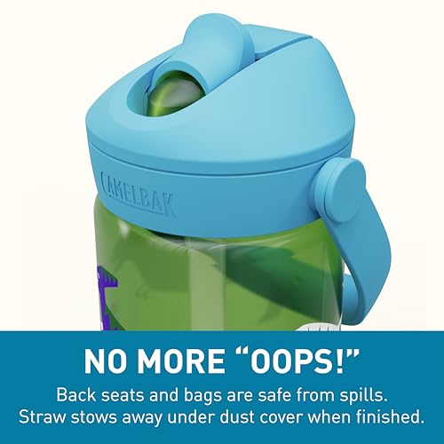 CamelBak Thrive Flip Straw Kids Water Bottle with Bite Valve, Tritan Renew Design for School and Travel, 14oz, Hip Dinos - color: Hip Dinos