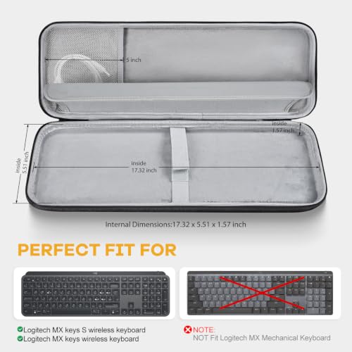 Hard Keyboard Carrying Case for Logitech MX Keys S/MX Keys Advanced Wireless Keyboard Case Cover Protector, Logitech Keyboards Shockproof Protective Travel Bag, Black - size: Logitech MX Keys S/MX Keys