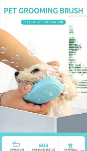 Blue Silicone Shower Brush, suitable for medium to large pets (dogs, cats)