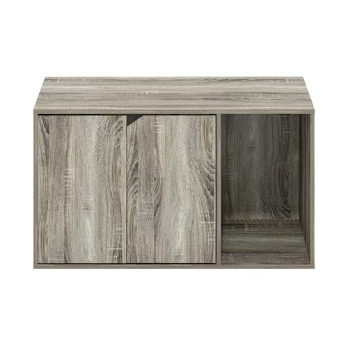 Furinno Peli Litter Box Enclosure, French Oak Grey | Side Entrance, Hidden Litter Box Furniture, Wooden Pet House, Easy Assembly, for Living Room - color: French Oak Grey, size: Large