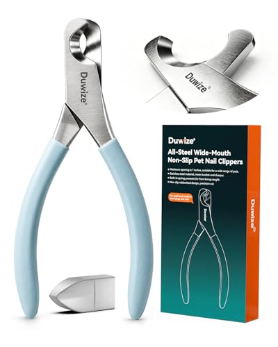 Dog Nail Clippers - All-Steel Material, Large Opening, New Non-Slip Rubberized Handle, Built-in Spring, No Fur Pinch, Professional Pet Nail Trimmers for Small to Medium Dogs and Cats (Blue) - style: blue
