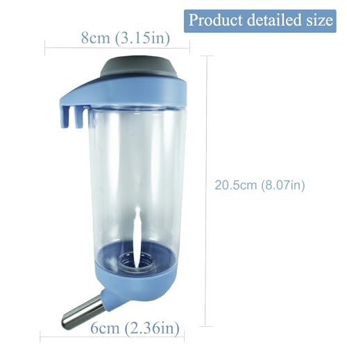 Dog Crate Water Bottle Dispenser - No Drip Dog Kennel Water Dispenser & Cage Bottle - Easy-to-Use Water Bottle for Cat Crate - Perfect for Keeping Your Pet Hydrated (Blue)-500ML