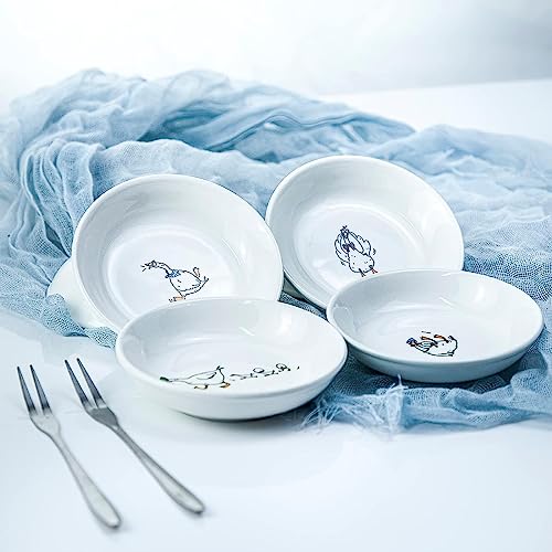 Super Cute Cartoon Animal Pattern Ceramic Sauce/Seasoning/Sushi Soy Dipping Bowl/Appetizer Plates/ Serving Dish Set (6)-Goose - color: Goose
