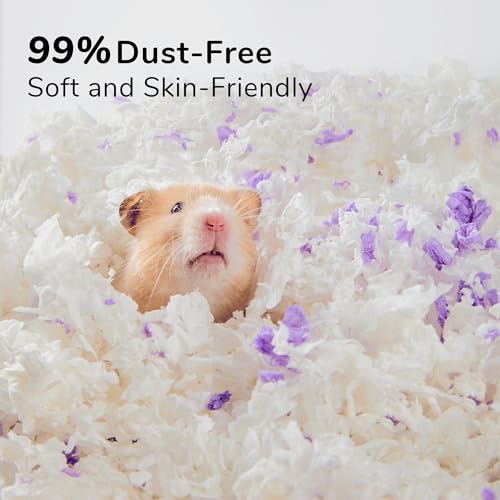 Dust-Free Soft Natural Paper Hamster Bedding with Odor Control, Strong Absorption, for Hamsters, Guinea Pig, Hedgehogs, Rabbits, Chinchilla, Rats, Mice, Small Animals, 80 Liters (White + Yellow) - color: White+Yellow