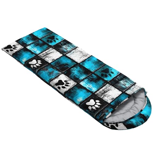 QOOMO Camping Sleeping Bags,3 Season Warm & Cool Weather,Lightweight,Waterproof Sleeping Bags for Adults & Kids,Traveling,and Outdoors,Camping Gear Equipment - color: paw print