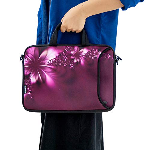 11 11.6 12 12.5 13 inches Case Laptop/Chromebook/Notebook PC Messenger Bag Tablet Travel Case Neoprene Handle Sleeve with Shoulder (11-13.3 inch, Flowers) - color: Flowers, size: 11-13.3 inch