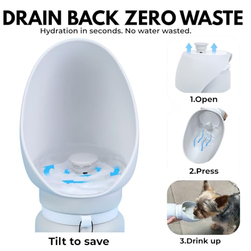 BICYSTAR Collapsible Water Bottle for Dogs, Foldable Leak-Resistant w/Drain-Back, Pet Travel Bowl, 18.6oz for Walks, Hiking & Road Trips