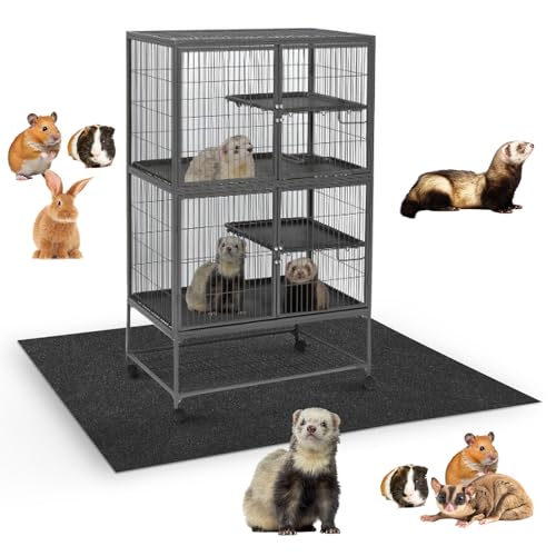 Drydiet 56" x 42" Ferret Playpen Mat, Under Pet Cage Liner, Absorbent/Waterproof Felt Pad for Ferret Cages, Bird Cage Reptile Aquariums, Dog Kennels, with Non-Slip Backing for Hard Floors