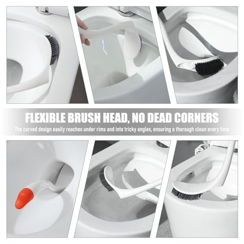 Honeydak Funny Swan Duck Toilet Bowl Brush and Holder Cute Toilet Brush Cleaner Scrubber Set Novelty Animal Girly Unique Creative Bathroom Decor with Plastic Long Handle for Deep Cleaning(White,Swan) - color: White, style: Swan