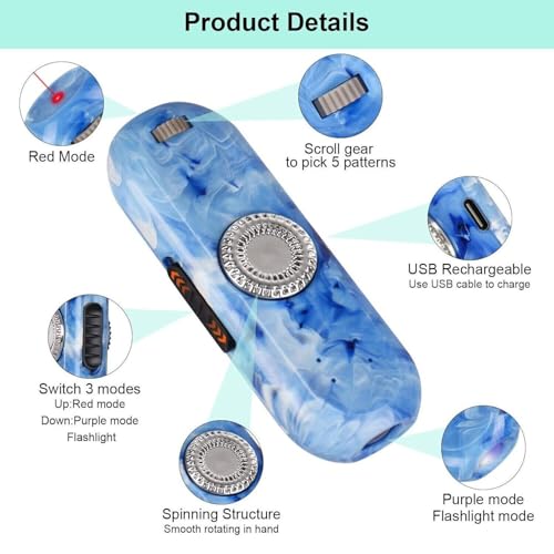 TBTeek Cat Toy, Finger Rotatable, 3 Modes, 5 Fun Patterns | Rechargeable, Portable Dog Cat Toy for Indoor Cats Chasing Exercise - size: 1pc finger rotatable