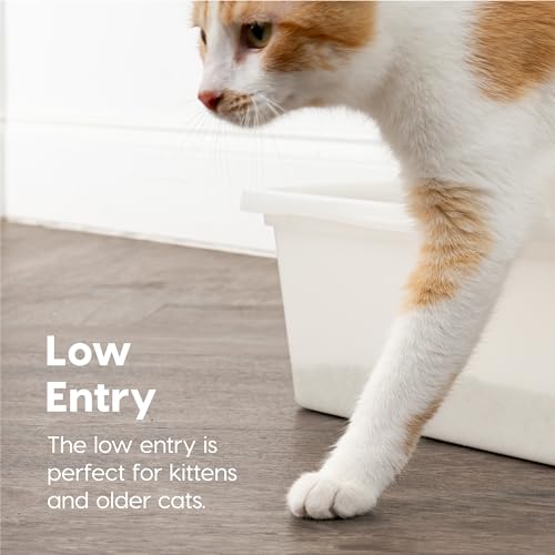 IRIS USA Large Cat Litter Box, Pearl | Training Cats, Quick Access Design, Visible Level Check, Simple Pan Style, Fastest Cleaning, Maximum Airflow