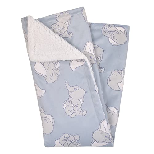 Disney Dumbo Sweet Little Baby Light Blue and White Super Soft Sherpa Baby Blanket - color: Dumbo - Sweet Little Baby