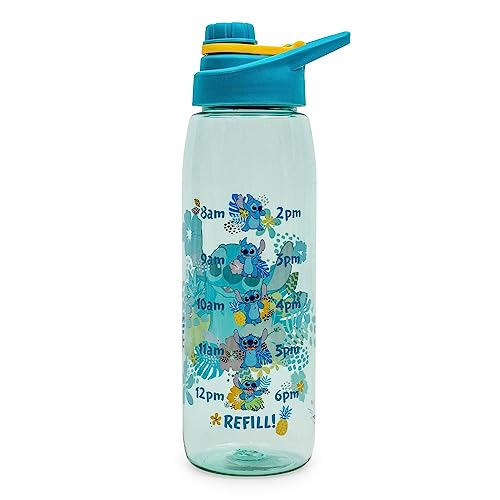 Silver Buffalo Disney Lilo and Stitch Tropical Hydration Tracker Schedule Water Bottle with Screw-On Lid, 28 Ounces - color: Lilo and Stitch Tropical Hydration Tracker, size: 28 Ounces