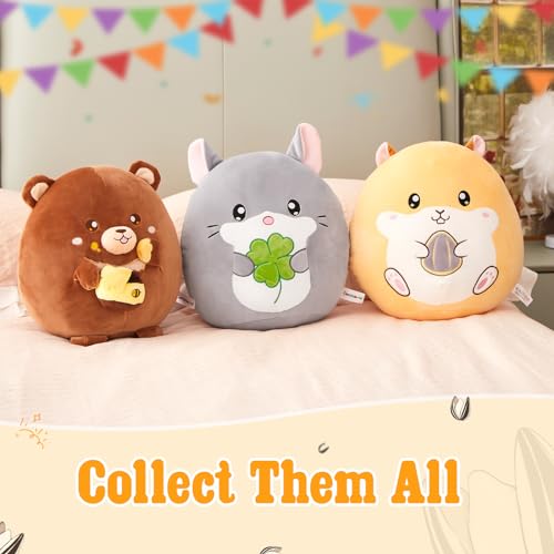 12" Hamster Plush Pillow Stuffed Animal Cute Hamster Plush Toy, Super Soft Cartoon Hugging Toy Gifts for Bedding, Kids Sleeping Kawaii Pillow - color: Hamster